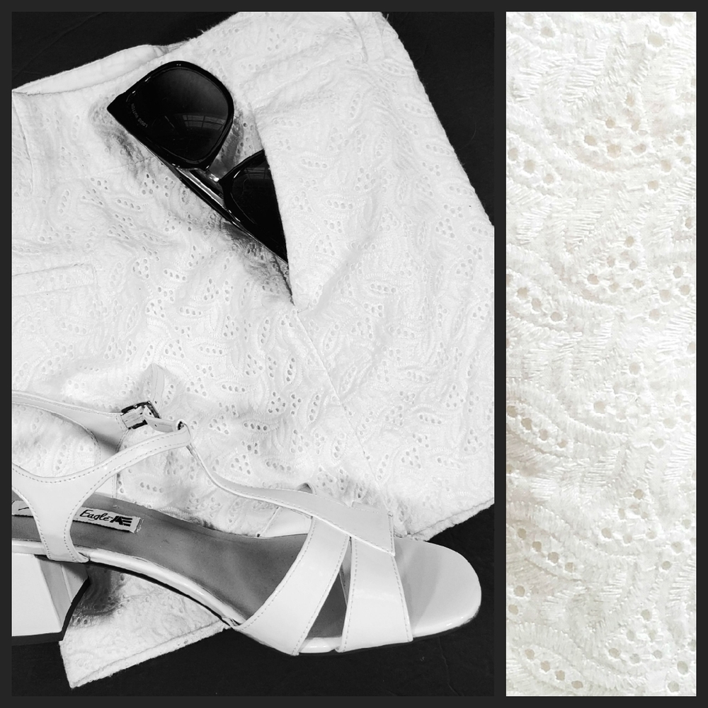 Ann Taylor Petite White Eyelet Lace Fully Lined Shorts Sz 8P Dress Casual Career